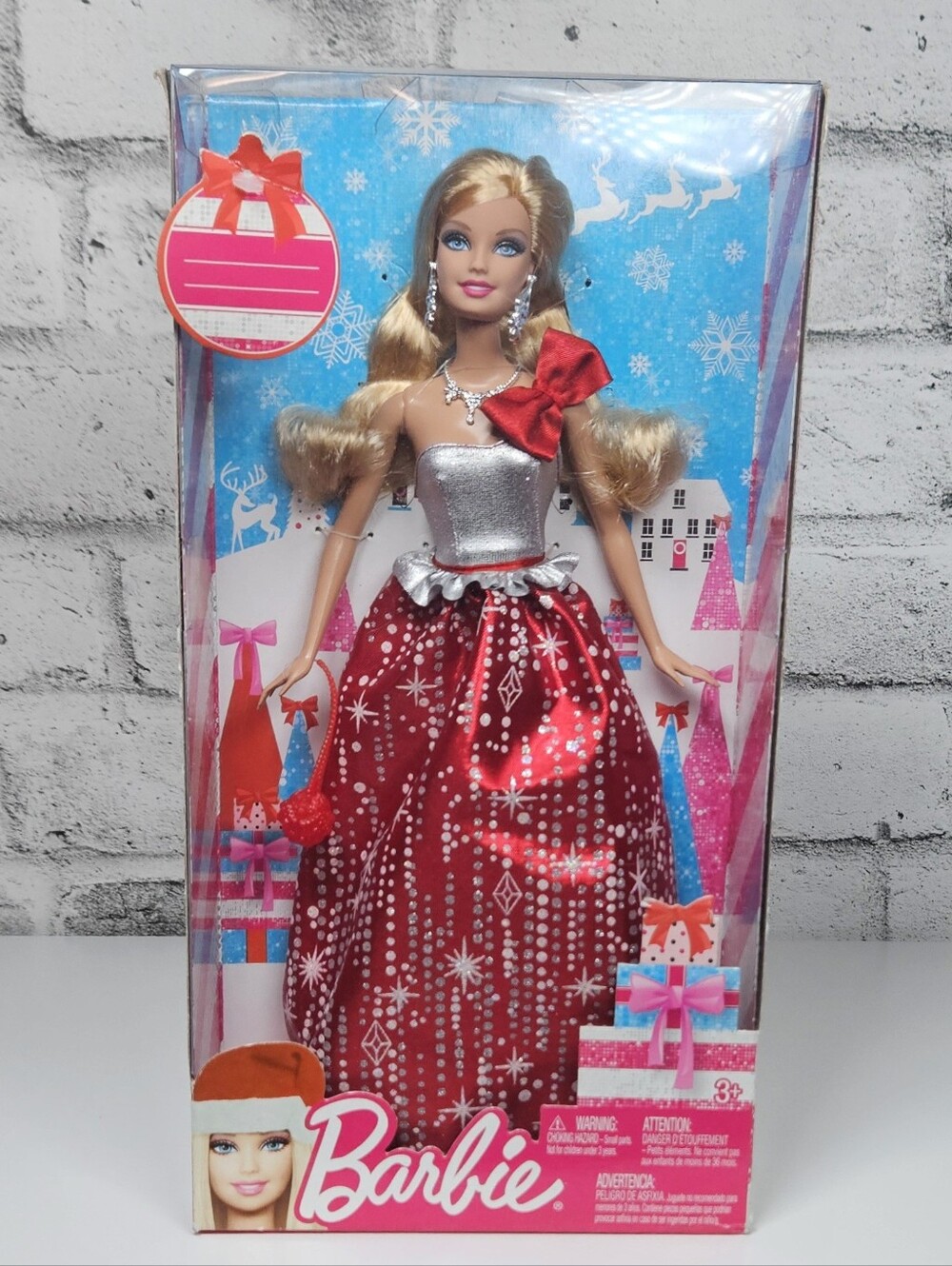 Barbie Holiday Christmas Doll Red Silver Gown New in Box 2013